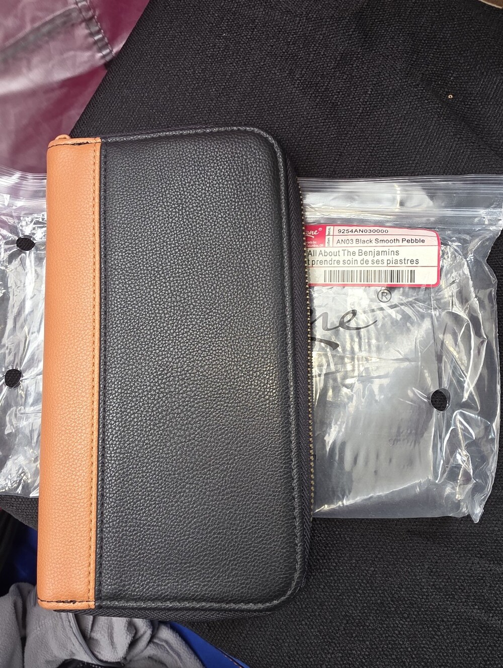 All About The Benjamins Wallet in Black smooth pebble